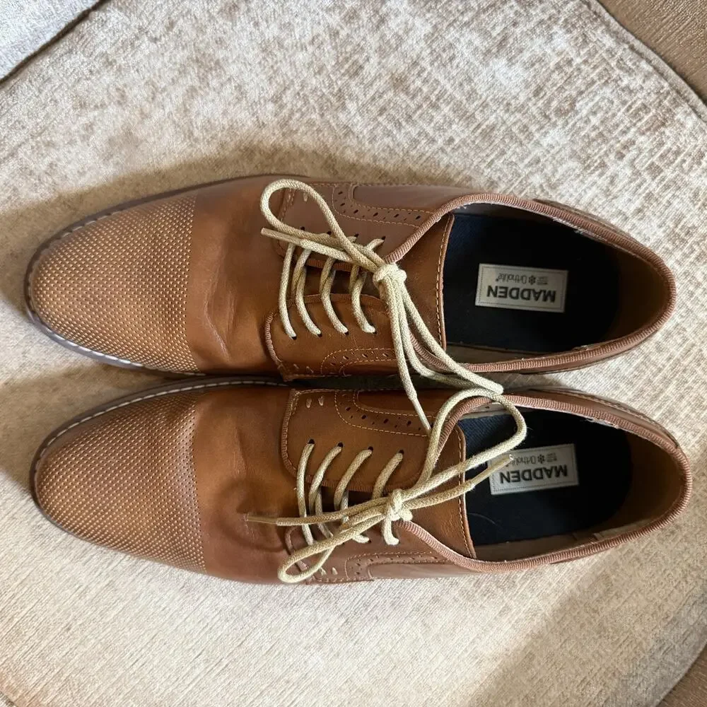 Madden Classic Men's Oxford Shoes Size 9 M-ALK Cognac Dress Perforated Toe w/Box